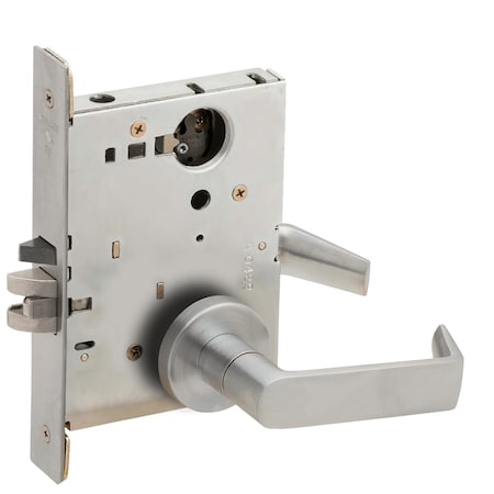 Grade 1 Institution Mortise Lock, Less Cylinder, 06 Lever, A Rose, Satin Chrm Fnsh, Field Reversible